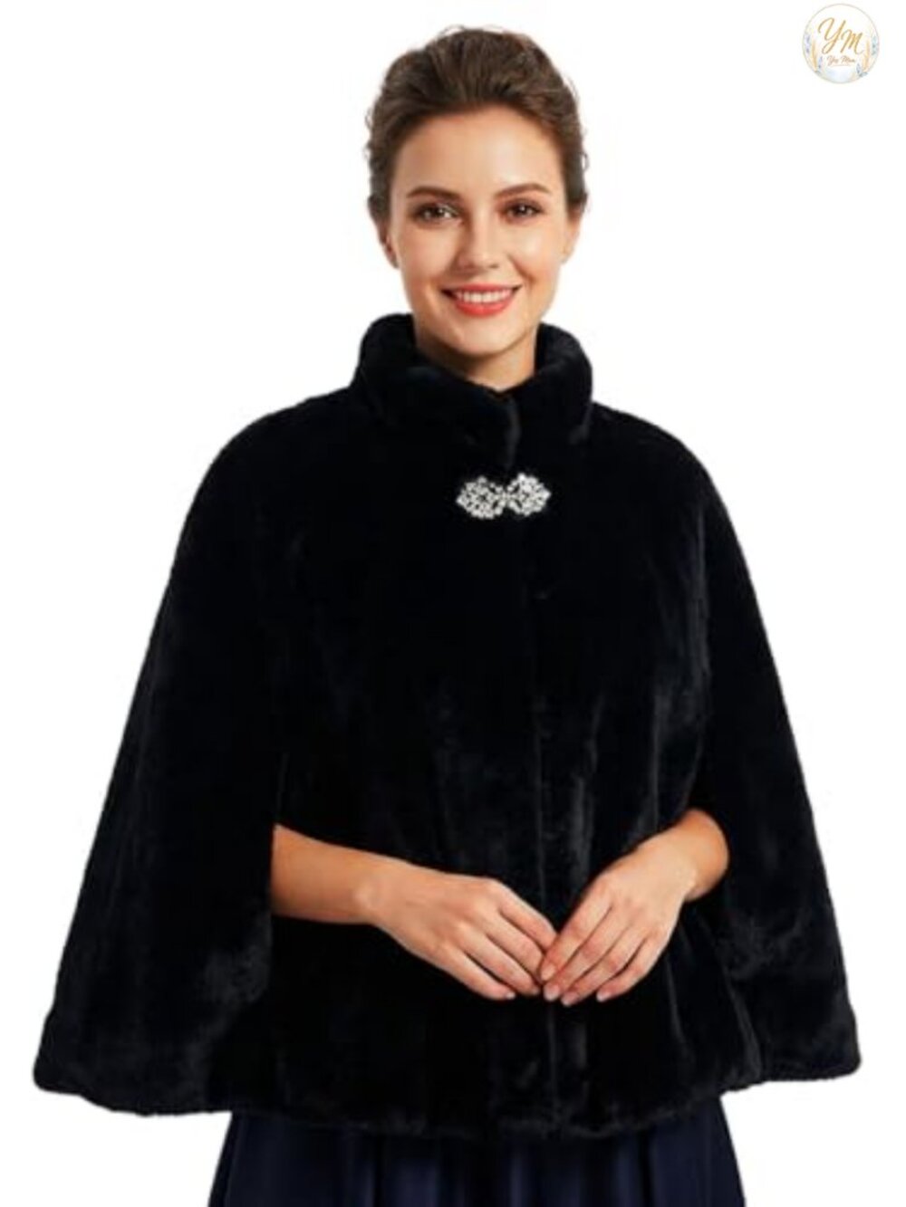 Faux Fur Shawl Wrap Women's Evening Dress Shrug Satin Lined One Size